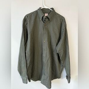 Brooks Brothers Dress Shirt Plaid Button Down Long Sleeve Shirt Green White L